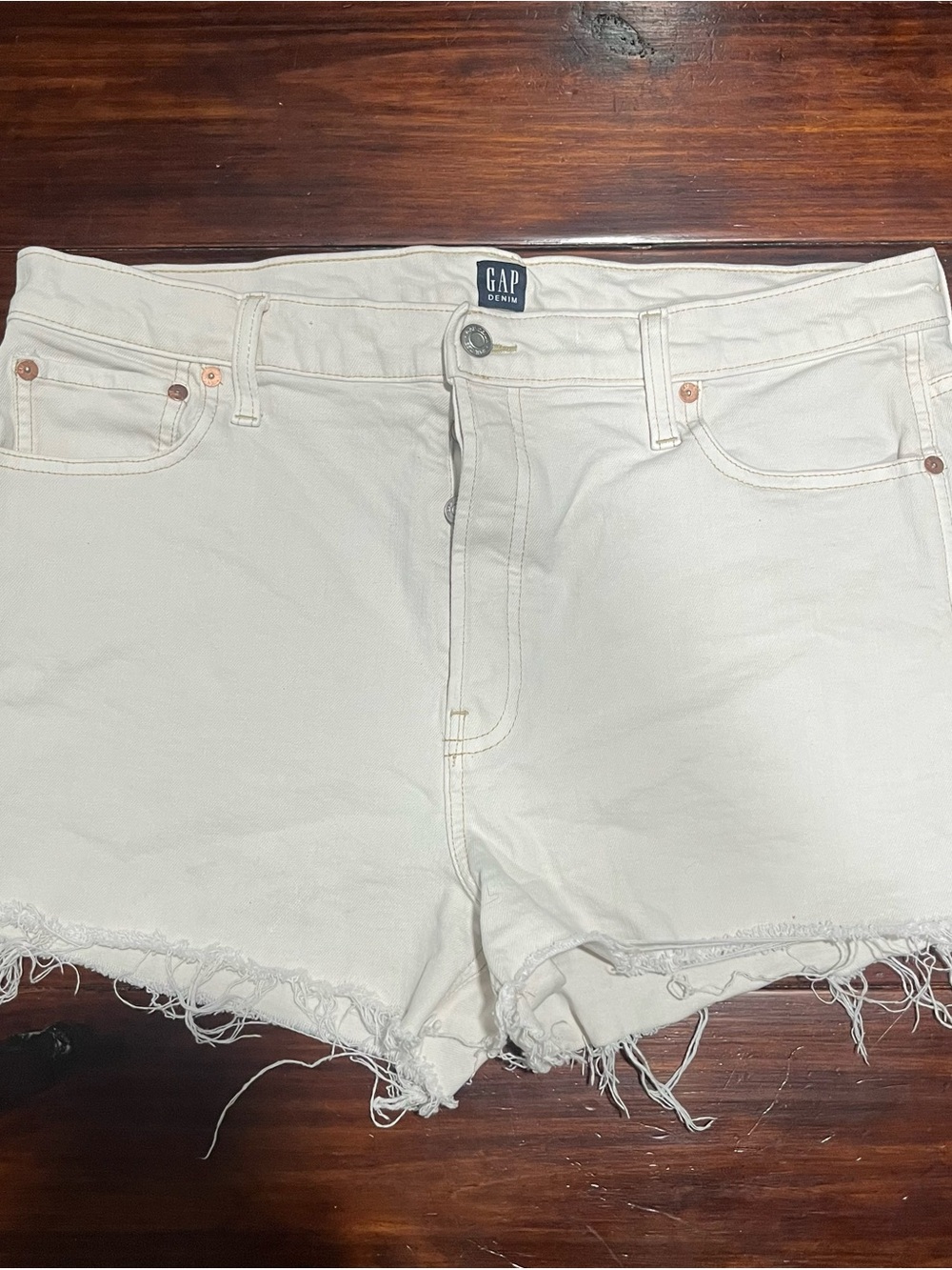 Gap Denim Cream Cheeky Cutoff Shorts Size 16/33